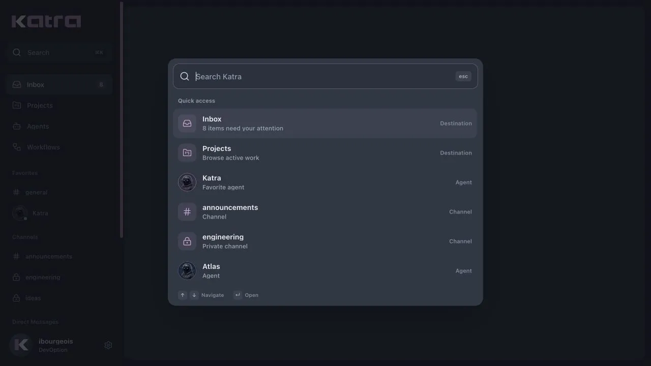 Katra global search across authorized work and conversations
